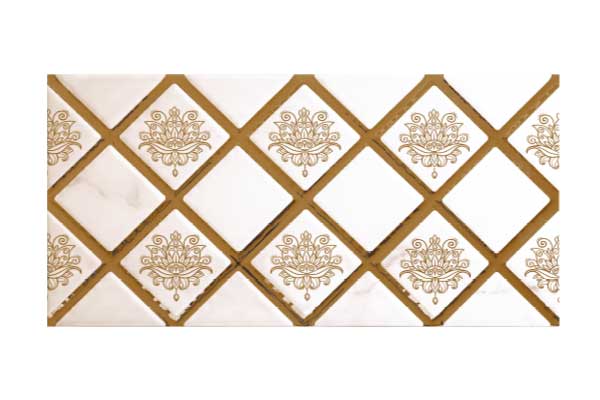 کاشی تک گل کاردان طرحدار طلایی