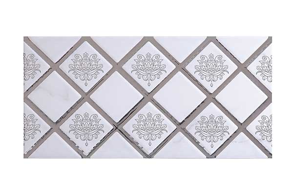 کاشی تک گل کاردان طرحدار نقره ای